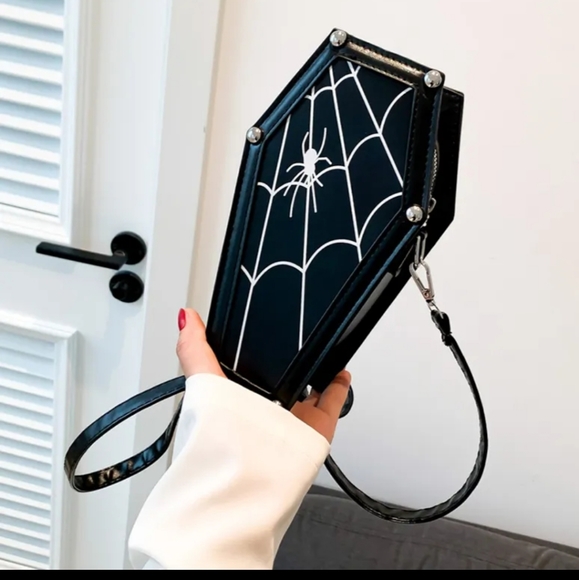 Coffin & Web Crossbody PU Bag - Picture 6 of 13